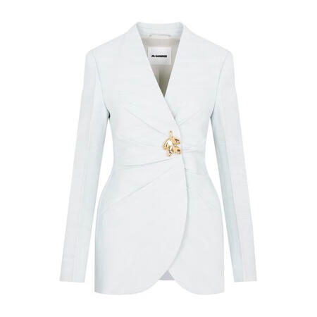 吉尔·桑达（Jil Sander）女士小香风翻领西装外套浅绿...