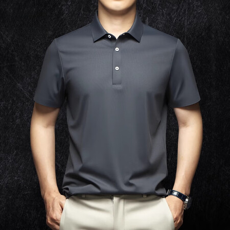 ACOO奢品男士抗皱高端短袖T恤压胶冰丝POLO衫2025男...