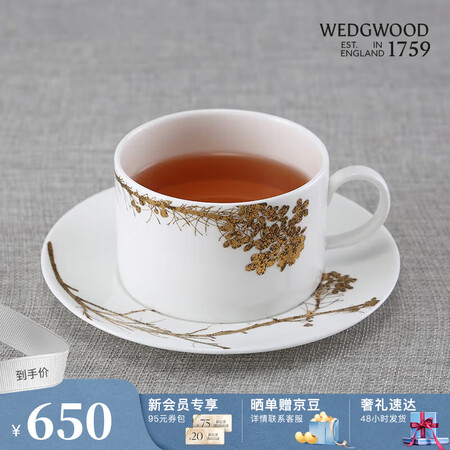 WEDGWOOD王薇薇VeraWang灿金花园杯碟骨瓷咖啡杯...