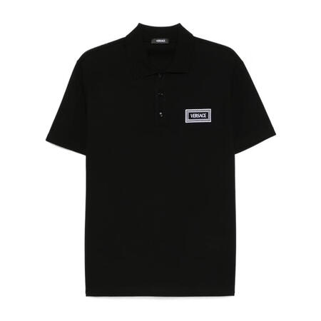 范思哲（VERSACE）男式珠地布polo衫短袖平直下摆休闲...