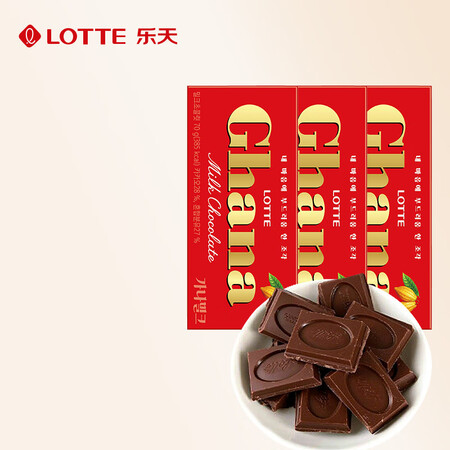 乐天 （LOTTE）加纳牛奶巧克力红韩国进口香醇浓郁生日礼物...