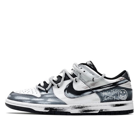 耐克（NIKE）球鞋定制不退不换DUNK夜色逃亡:手绘做旧耐...