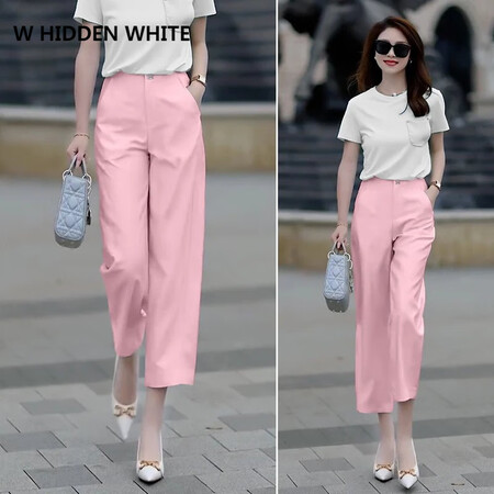 W HIDDEN WHITE直筒西装裤女小个子时尚镰刀裤20...