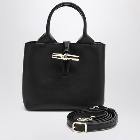 珑骧（longchamp）女款黑皮小包手提两用竹扣可调肩带金...