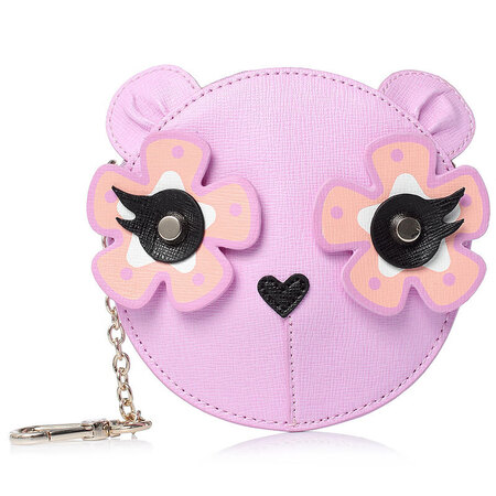 furla芙拉女包 小熊造型牛皮女士零钱包 粉紫色