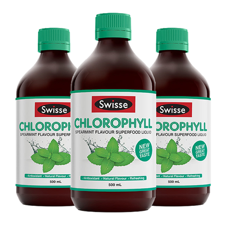 澳洲swisse 叶绿素口服液 清体美颜成人调理肠胃 薄荷味 500ml 3瓶
