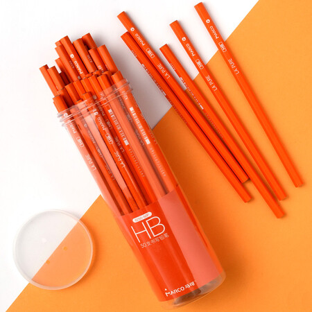 hb六角笔杆 时尚书写铅笔 黑铅/素描绘图铅笔 学生铅笔 50支/桶 橙色
