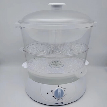 [尾货机]飞利浦电蒸锅hd9110家用多功能蒸鱼器可叠多层手动定时900w5l