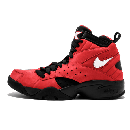 耐克nike air maestro 2皮蓬高帮男子实战篮球鞋 红黑 ah1069-600