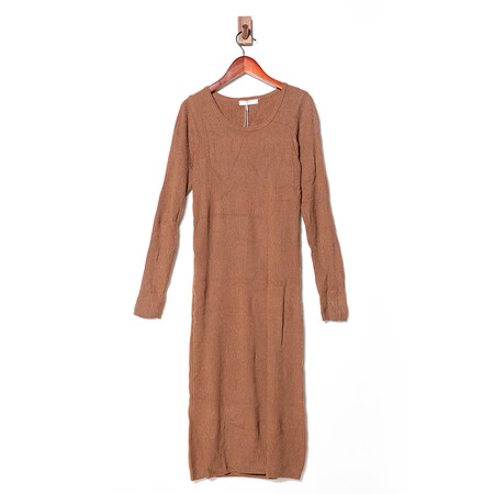 【准新品】设计师品牌 圆领长袖修身针织连衣裙 二手女装 m