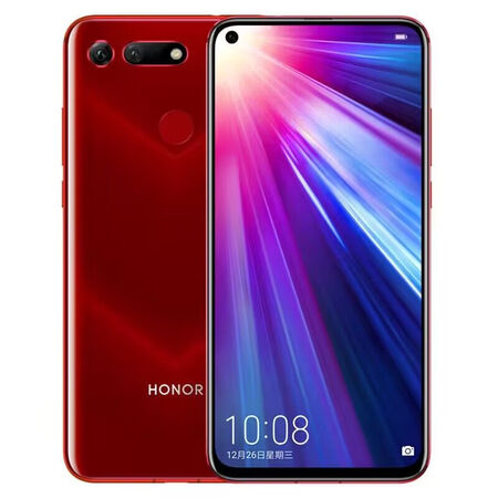 荣耀手机v20大屏游戏学生智能老人工作备用nfc广电卡手机老年人魅丽红