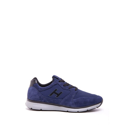 hogan/霍根男士蓝色麂皮织物拼接h标黑尾系带休闲运动鞋 蓝色 6