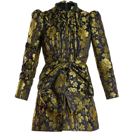 古驰(gucci)奢侈品女装 2644428053 浪漫提花高领连衣裙 图片色 40 it