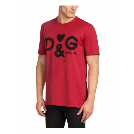 全球购 奢侈品 杜嘉班纳(d&g)男士t恤d&g心形印花针织棉质圆领短袖