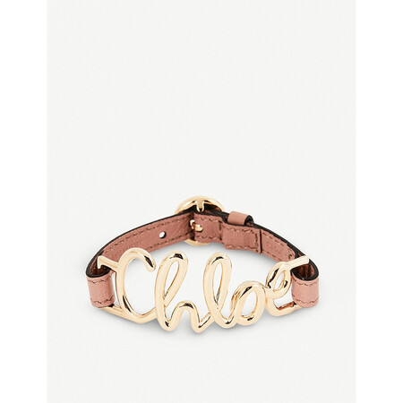 蔻依(chloé)奢侈品女士 51725335 logo装饰皮革手链 nougat s/m