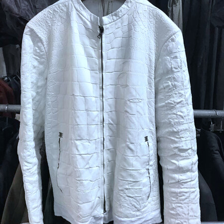 【二手99新】isaac sellam 法国皮王 鳄鱼 龙骨皮衣 专柜正品 白色 有