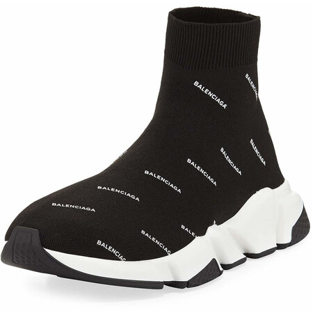 巴黎世家/女鞋 42561 speed sock 标志中帮训练板鞋 black/white 欧码