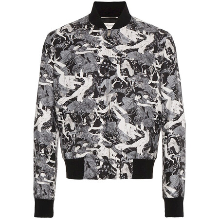 saint laurent/ysl/slp男士灰色真丝天使密集印花夹克外套 灰色 50