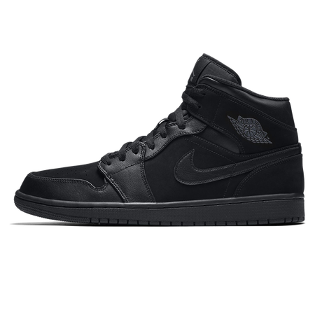 jordan 1 aj1 mid 男子篮球鞋 经典款 禁穿 中帮 运动鞋 全黑色 48