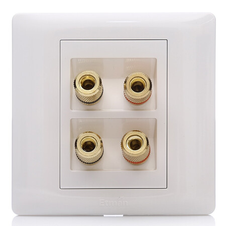 英特曼etmane3514一联四头四位组装音箱音响音频插口插孔86型面板插座