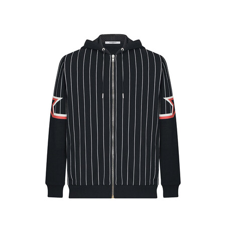 纪梵希(givenchy) 男士连帽衫 黑白条纹 棒球 拉链 8504gi0920