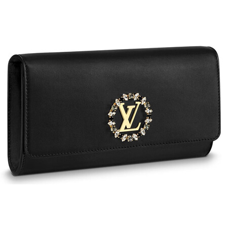 路易威登lv女包louise ew 黑色小牛皮手袋水晶手拿包 m51889黑色代购