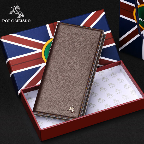 英国保罗(polomeisdo)男士钱包男长款真皮青年头层牛皮钱夹商务手包卡