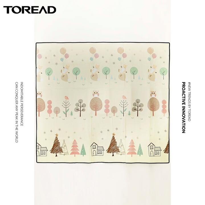 探路者野餐垫户外休闲运动防潮便捷易收纳时尚印花地垫 浅卡其印花TEFK80743