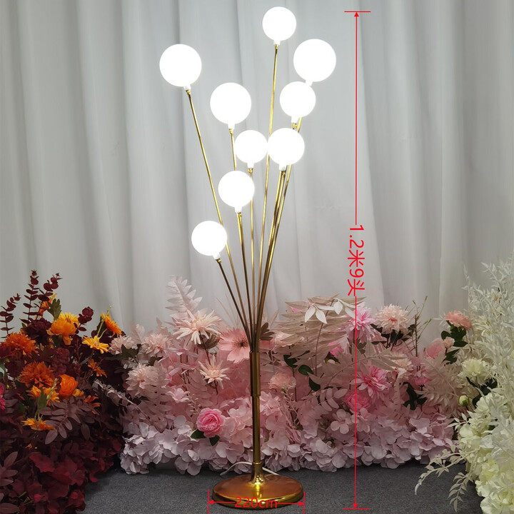 皇灯堡婚庆婚礼道具铁艺幸福果苹果树路引灯发光摆件装饰舞台布置金色 铁艺金色1.2米9头暖光不带配重2