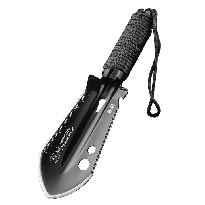 汉道多功能户外赶海小铲子便携小手铲工兵铲挖菜园艺种花钓鱼铁锹 黑色