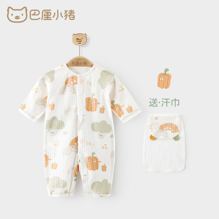 巴厘小猪新生婴儿儿衣服夏天纯棉睡衣本草棉夏季薄款长袖空调服 ...