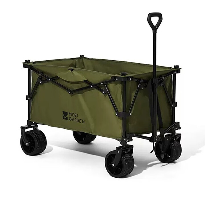 牧高笛（MOBIGARDEN） 推车营地车户外露营便携大容量折叠拖车野营野餐手推小拉车 150L 有刹车 -橄榄绿推车