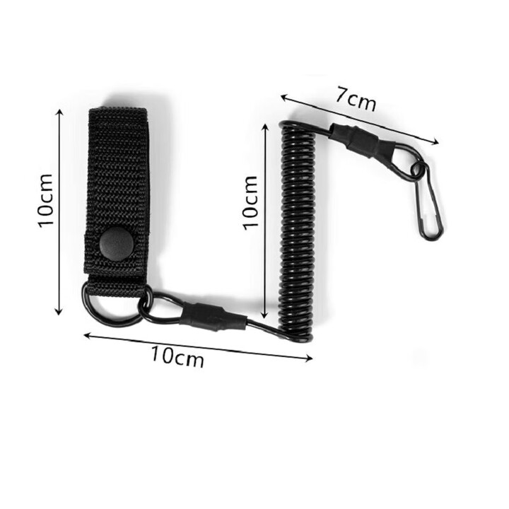 捷天下枪纲绳 多功能伸缩枪绳 92式防丢枪绳防抢安全绳腰部弹力挂绳枪栓 黑色便携弹簧款 拉伸100cm