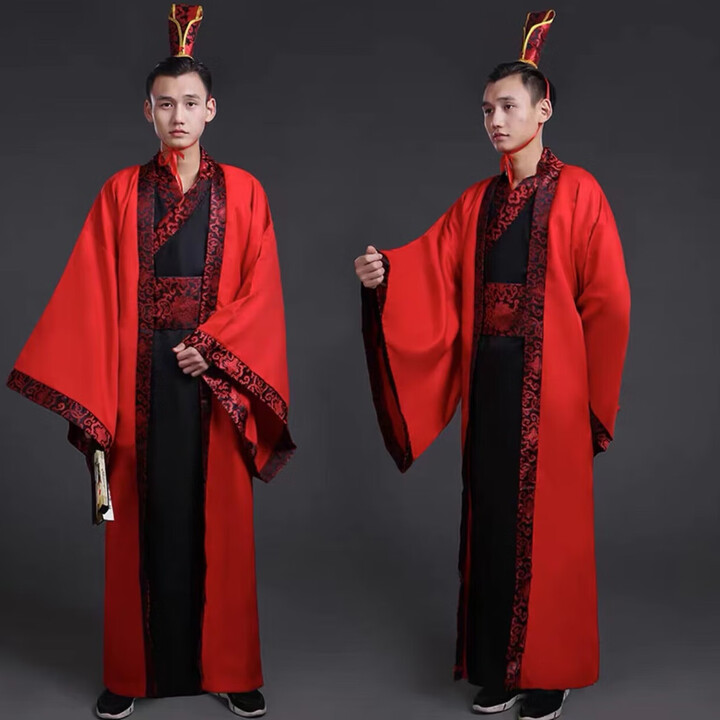 古装服装汉服男女成人礼古代大臣官服国学服装书生侠客影视演出服 内衣黑色+外衣红色 3XL(180-185CM)【图片 价格 品牌 报价】-京东