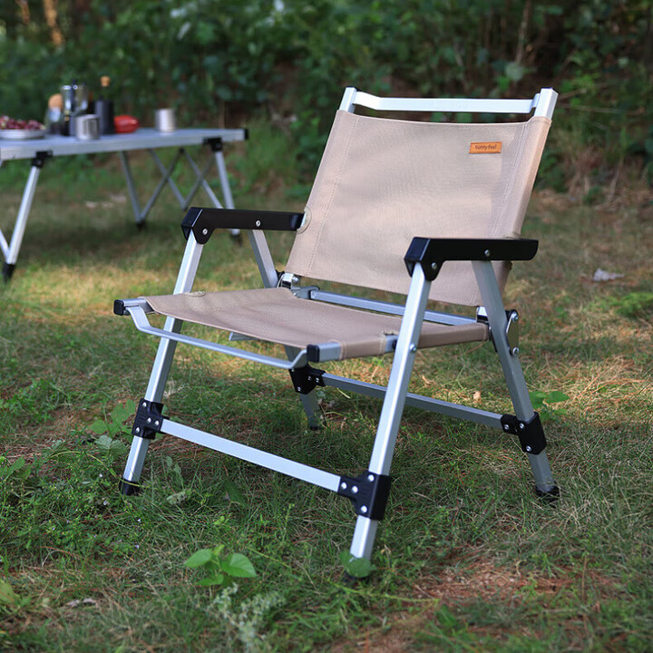山扉户外露营折叠椅野营野餐克米特椅 皮质帆布靠背椅子 仿帆布机能风克米特椅(卡其色-喷