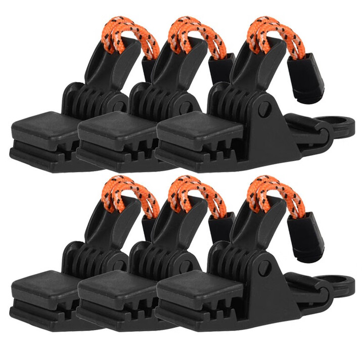 FLYVII户外装备帐篷夹天幕夹固定塑料夹 大型多人天幕加强帐篷夹 黑色6个装