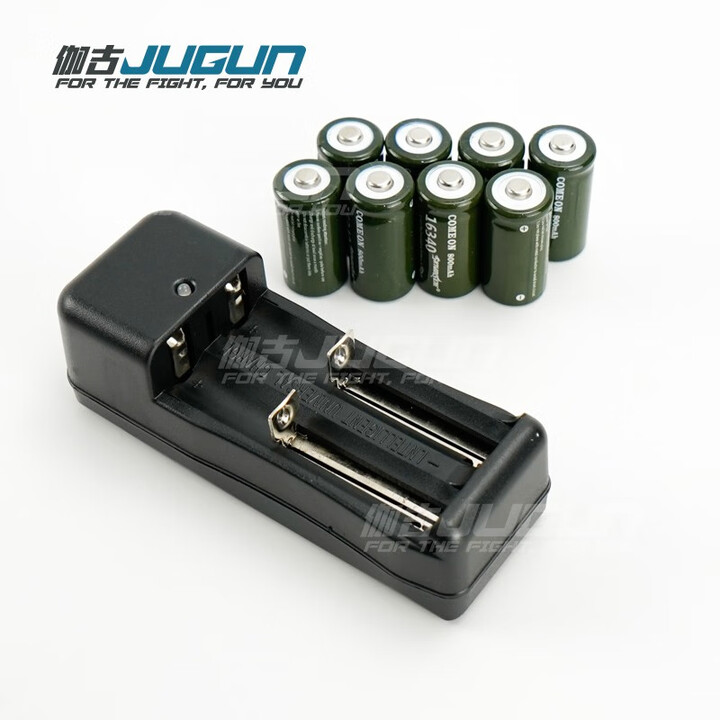 伽古（JUGUN）CR123A&16340全息电池双充充电器战术手电电池相机拍照电池 充电器+8节CR123A电池