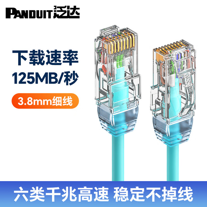 泛达（PANDUIT）六类千兆非屏蔽网线跳线CAT6类千兆跳线28线规细网线 湖蓝色 0.2米【图片 价格 品牌 报价】-京东
