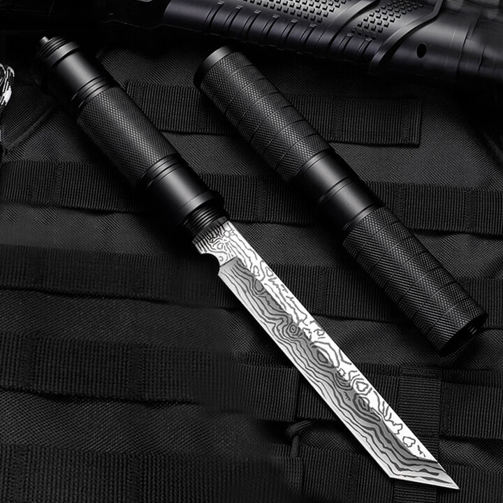 希凡里尼泊尔军刃防身荒夫铝合金手柄多功能高硬度马氏体刀露营户外求生 黑色花纹方头