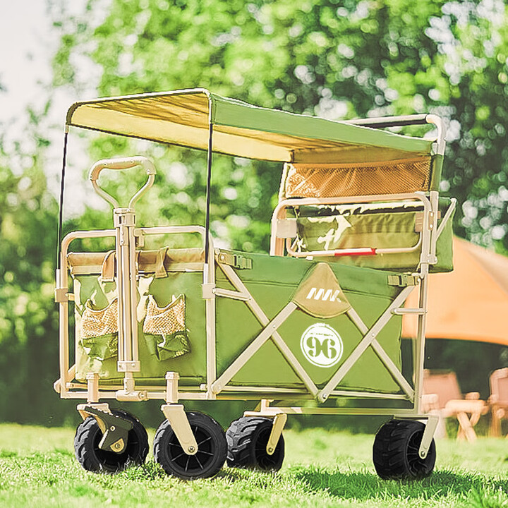 狮奥利兴MK露营车折叠推车绿野仙踪带遮阳棚野餐车儿童可坐可睡觉小推车 180L 绿野仙踪（推手+顶棚+安全带）现货速发