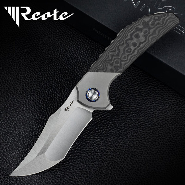 REATE锐特Reate碳纤钛柄M390粉末钢户外战术露营装备高硬度便携折叠刀 脂肪碳纤维 黑色迷彩