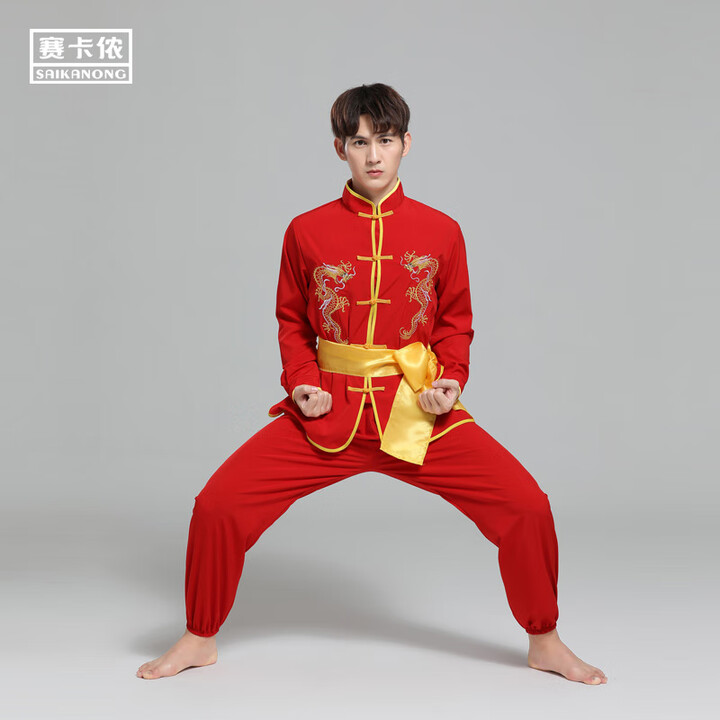 【赛卡侬WS801】赛卡侬武术服练功训练舞狮舞龙太极打鼓男女演出服装 刺绣(红) 180 【行情 报价 价格 评测】-京东