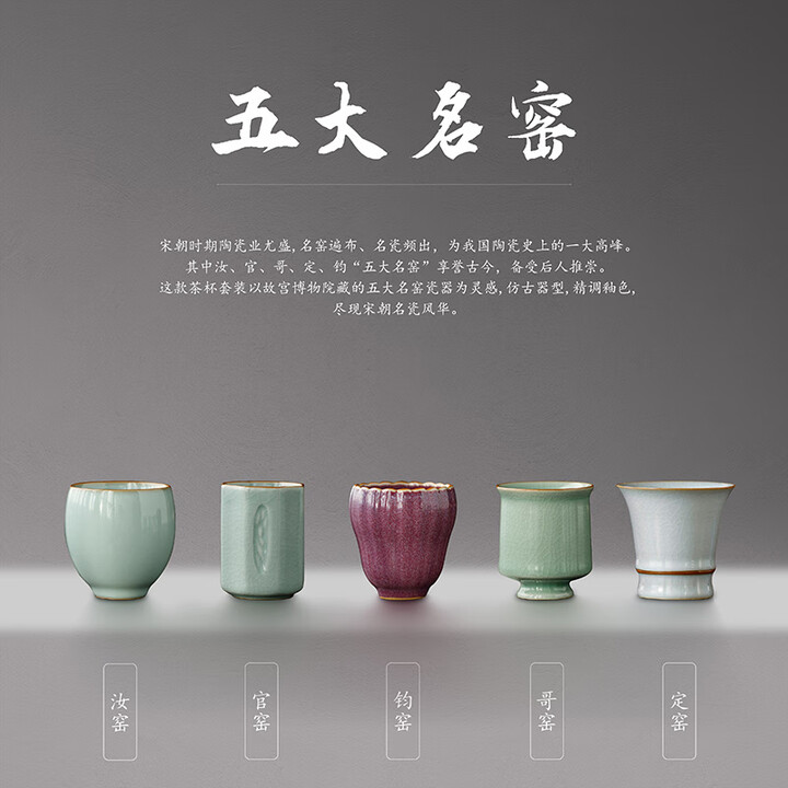 【唐丰TF112321】唐丰李桂莲高档茶杯主人杯茶具伴手礼 宋蕴五大名窑异形杯套组礼盒装【行情 报价 价格 评测】-京东