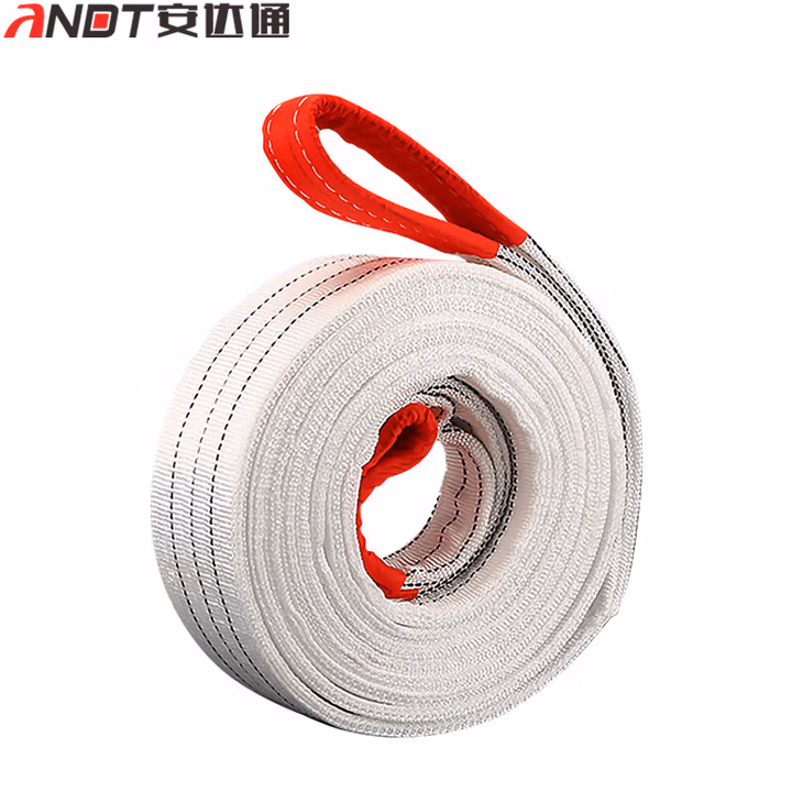 安达通 白色扁平吊装带 捆绑带救援绳应急带双扣环形拖车绳行车吊车起重工具 8吨1