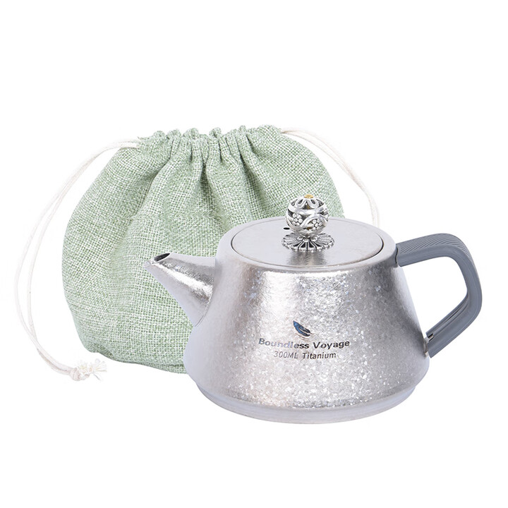 必唯（BOUNDLESS VOYAGE）纯钛户外茶具旅行套装带滤网露营煮茶壶便携泡茶功夫茶双层茶杯 Ti3114D 300ML茶壶+茶漏
