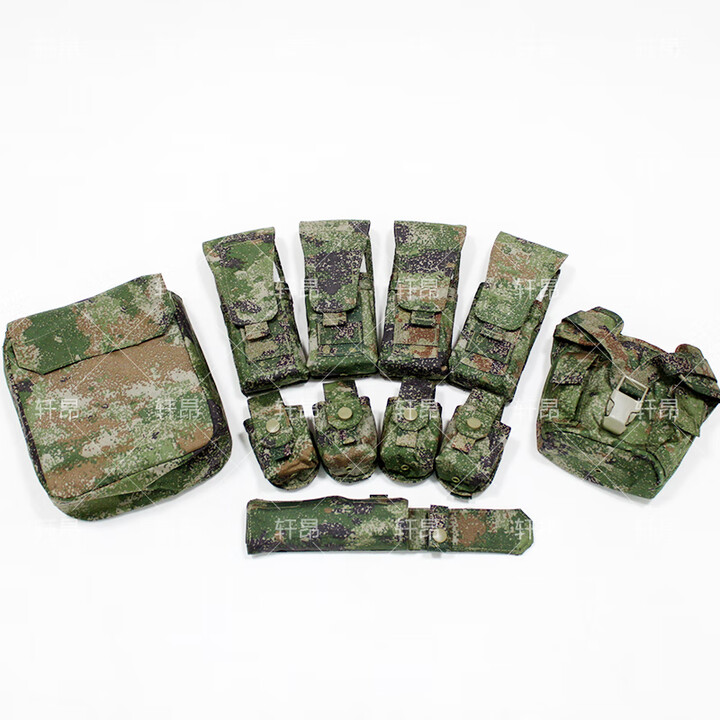 轩昂正版新式战术背心配件袋附件包水壶袋面具包望远袋快拔套单联袋 11件套绿