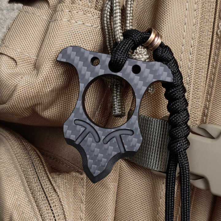 酷撼全碳纤维指虎防身加厚高硬度男女合法武器随身户外防狼单指环神器 A款 指虎挂绳+不锈钢链+伞兵绳