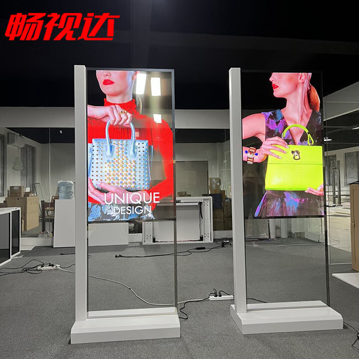 畅视达广告机 OLED透明屏幕显示屏商用展厅展馆商场4S店橱窗超薄拼接触摸双面透明展示屏4K自发光 OLED透明屏立式款 定制定金