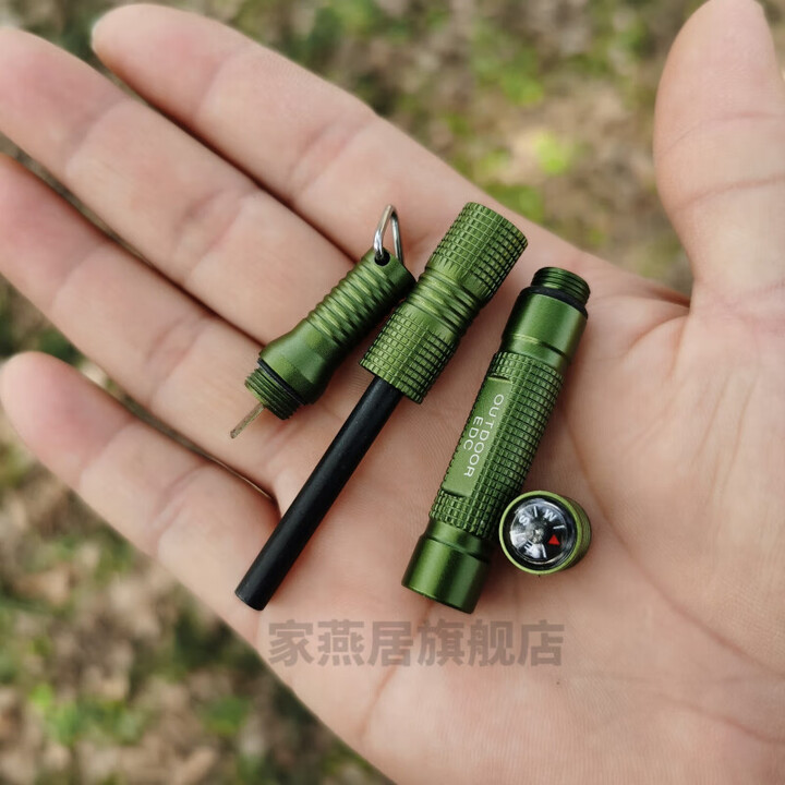 打火石户外 便携户外打火棒轻量化打火石野外取火露营镁块镁条荒野多功能生存装备 绿色