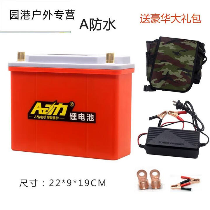 新防水锂电池12v大容量聚合物60ah180ah救援蓄电池户外超轻锂电瓶 防水12V100A(充电器背包)